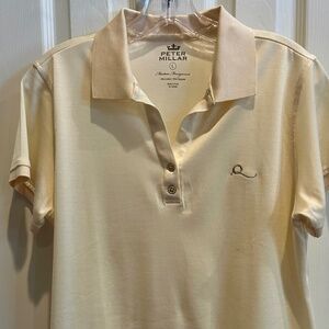 NWOT  Peter Millar Open Neck Soft Beige Polo sz Large